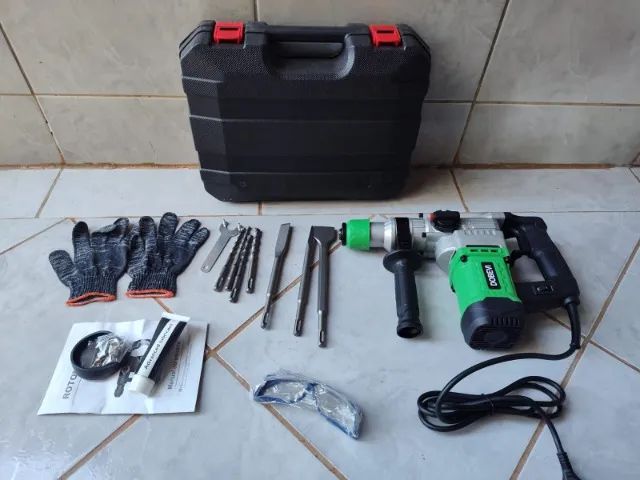 Martelo Elétrico 3 em 1 |Drill/Hammer/Chisel Modes+ Troca Rápida + Anti-Poeira & Absorção 