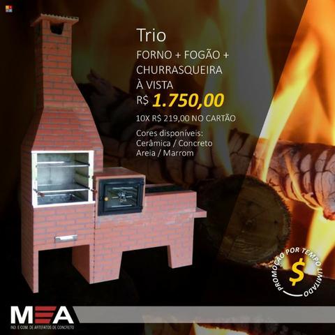 Trio estampado tijolinho pintado é na MA Churrasqueiras