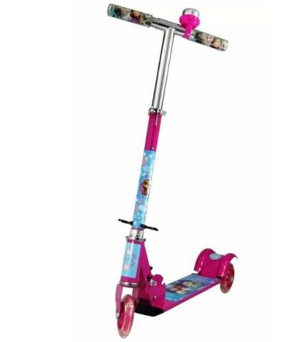 Patinete Infantil Frozen 3 Rodas Com Luzes Rosa Ferro