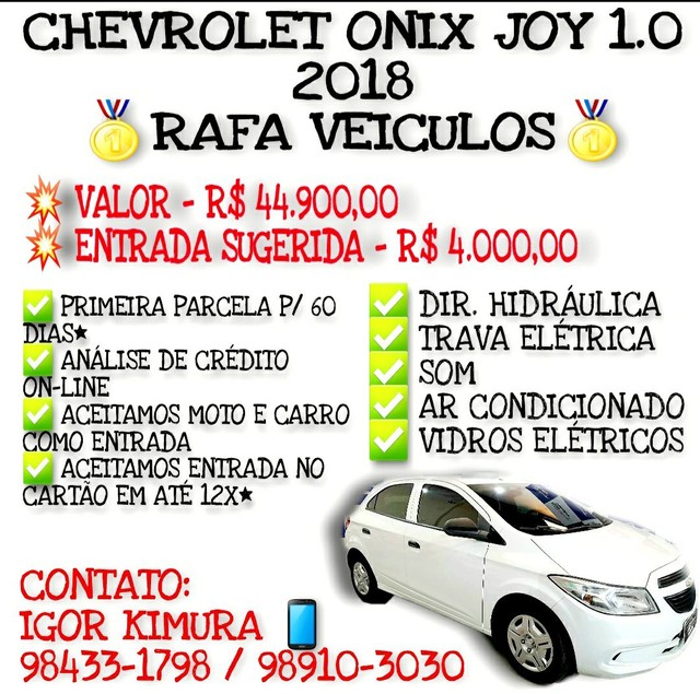 CHEVROLET ONIX JOY 1.0 FLEX 2018, FALAR COM IGOR QKLJ12*