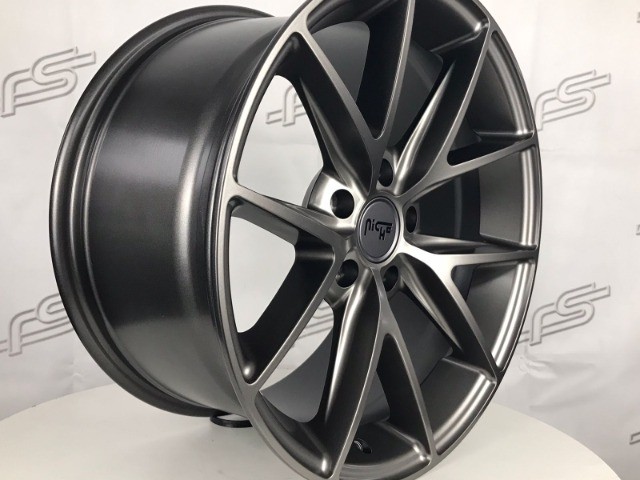 Rodas Niche Misano Grafite Semi-Brilho 5x120 - 18x8 e 18x9,5 aro 18 duas talas