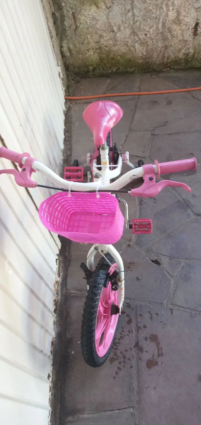 Bicicleta Caloi Barbie Aro 16 c/ Rodinhas Laterais Ros