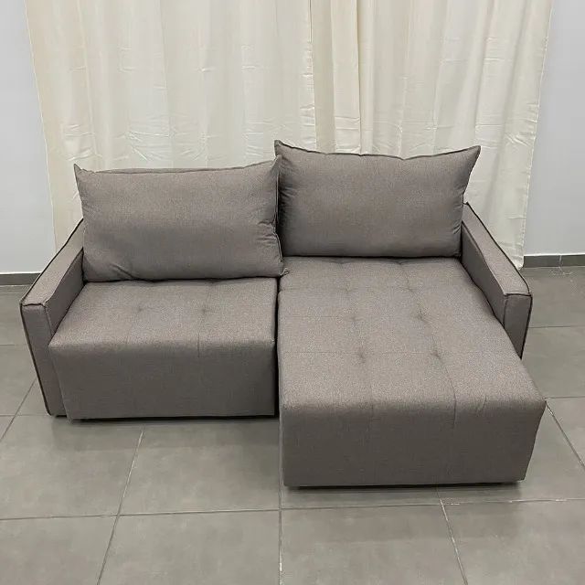 Sofá Cama Berlim 3 Lugares Tecido Linho 200cm Aifos Marrom - Foto 4