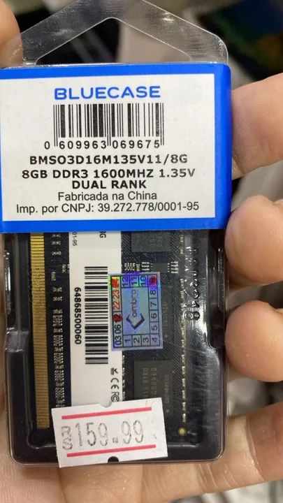 Memória Sodimm 8gb Ddr3 1600mhz Bluecase Bmso3d16m135v11 Notebook -Loja Coimbra Instalamos