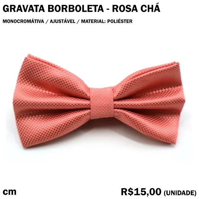 Gravata Borboleta Monocromática Rosa Chá