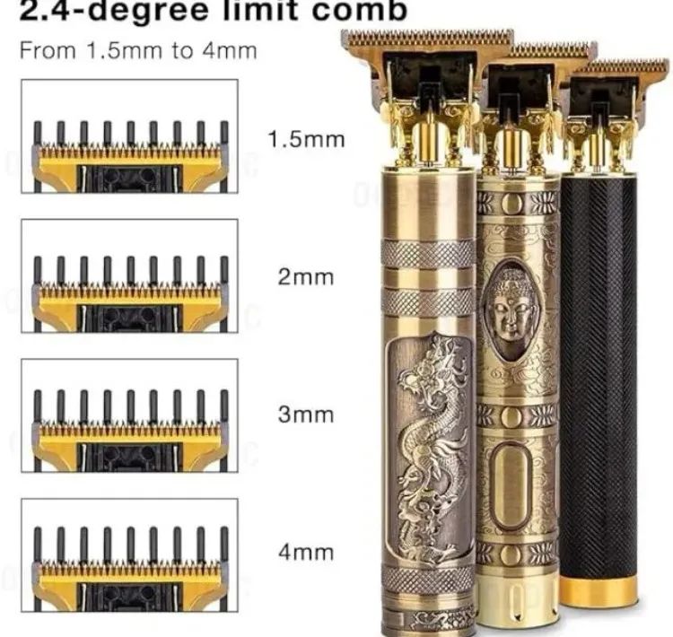Máquina de cortar cabelo profissional com pentes limitadores