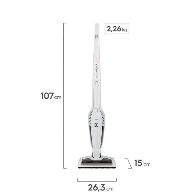 Aspirador de Pó Vertical Sem Fio Electrolux Ergorapido 2 em 1 Cyclone até 21 min Branco (E - Foto 2