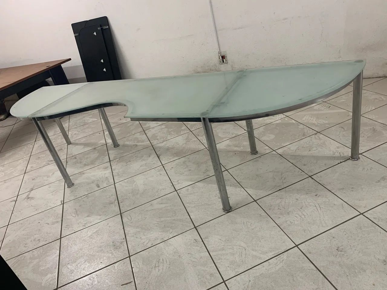 Mesa Com Tampo De Vidro Retangular Reno Crome - Foto 4