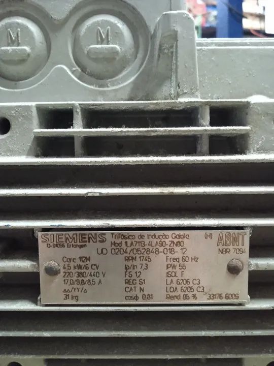 Motor Trifásico Siemens KOHLBACH 6CV - Foto 3