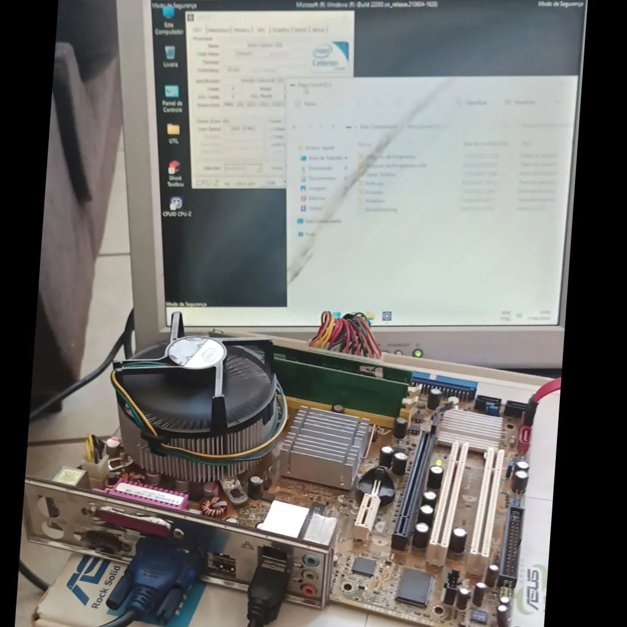 PLACA Mãe DDR2 LGA 775+Espelho+Caixa+Processador+memorias - Foto 6