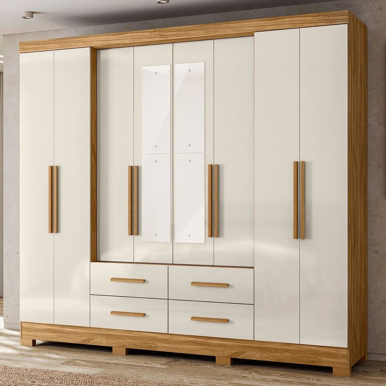 Guarda-Roupa 6 Portas com 4 Gavetas - Branco