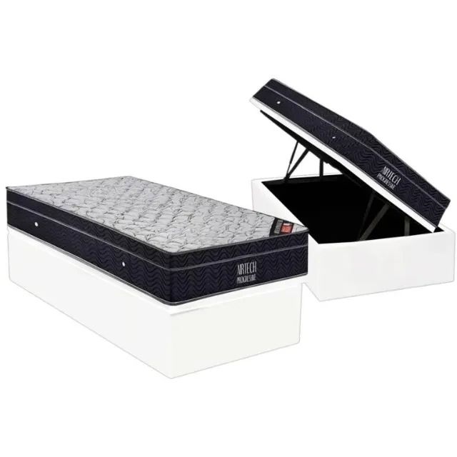 Colchão Solteiro Airtech Progressive D26 + Base Box Baú Biostar