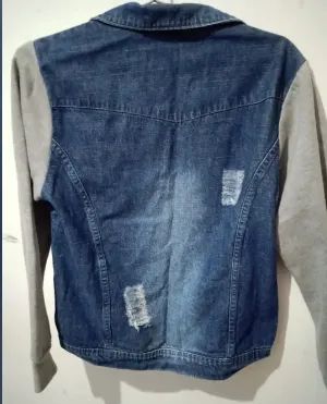 Infantil Jaqueta Jeans com Moletom Unissex Confortável Estilosa Casaco Inverno e Um Brinde - Foto 6