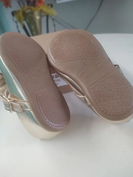 Sapatilhas Douradas Bebê Mini Baby Nº 21 - Foto 3