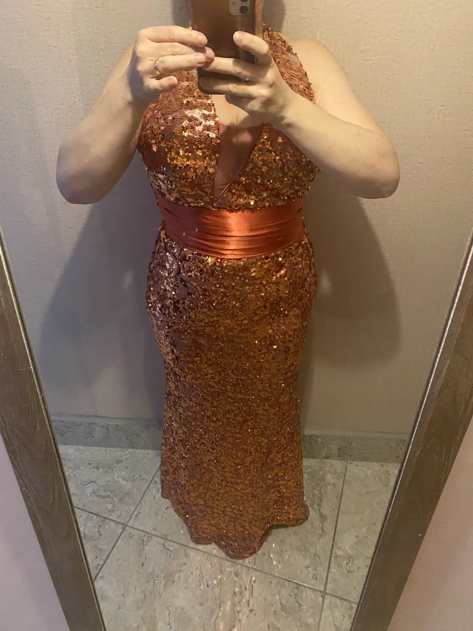 Vestido Paetê terracota - Foto 2