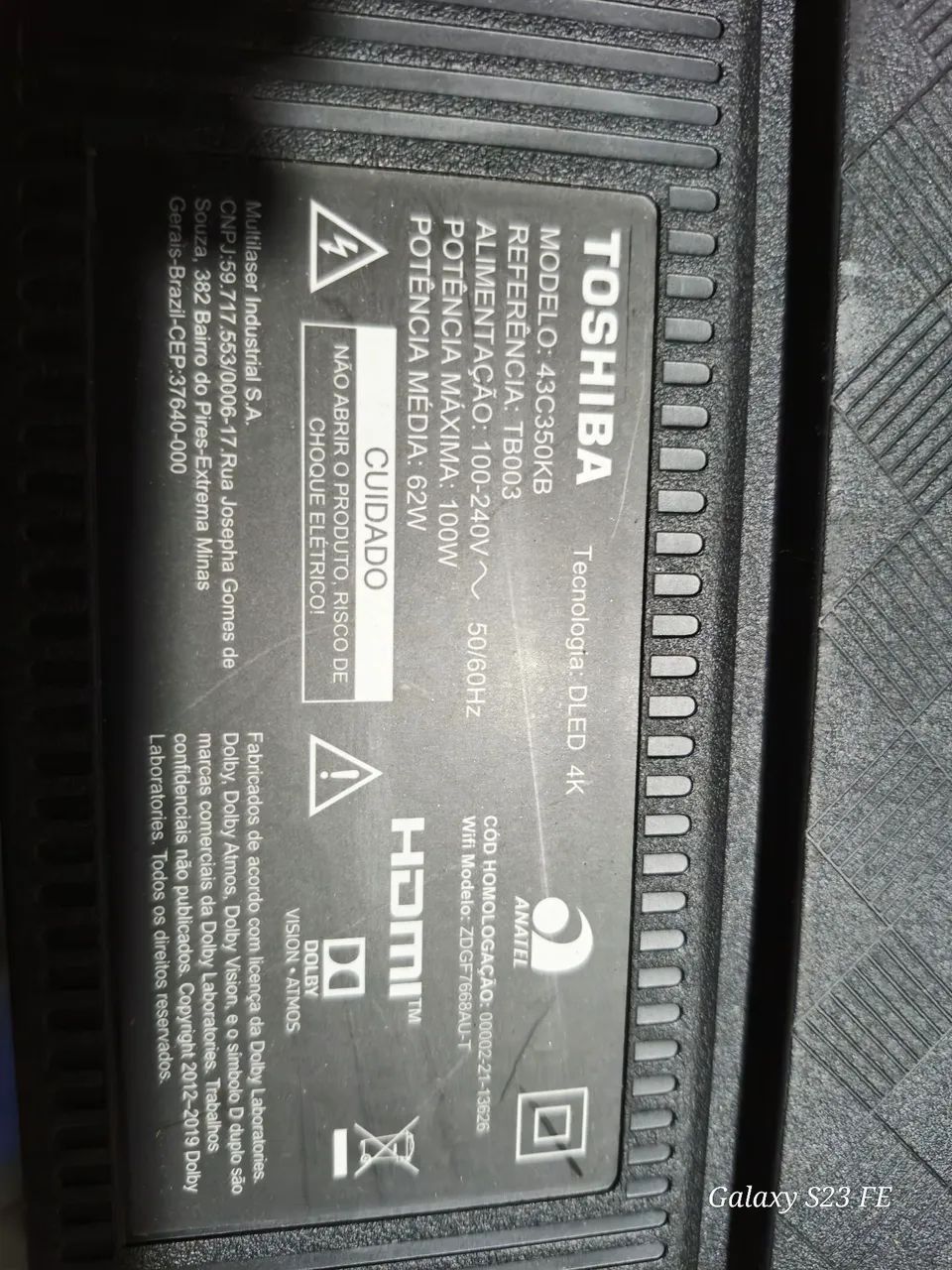 Placa principal tv toshiba 43c350kb