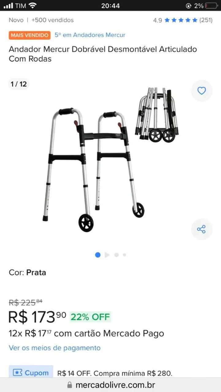 Andador Mercur Dobrável Desmontável  - Foto 5