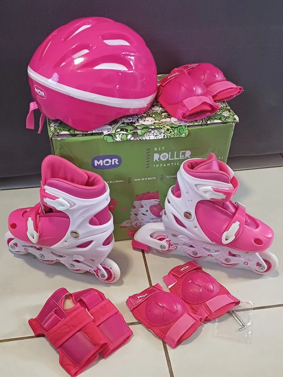 Kit Patins Infantil Rosa - Completo e Seguro