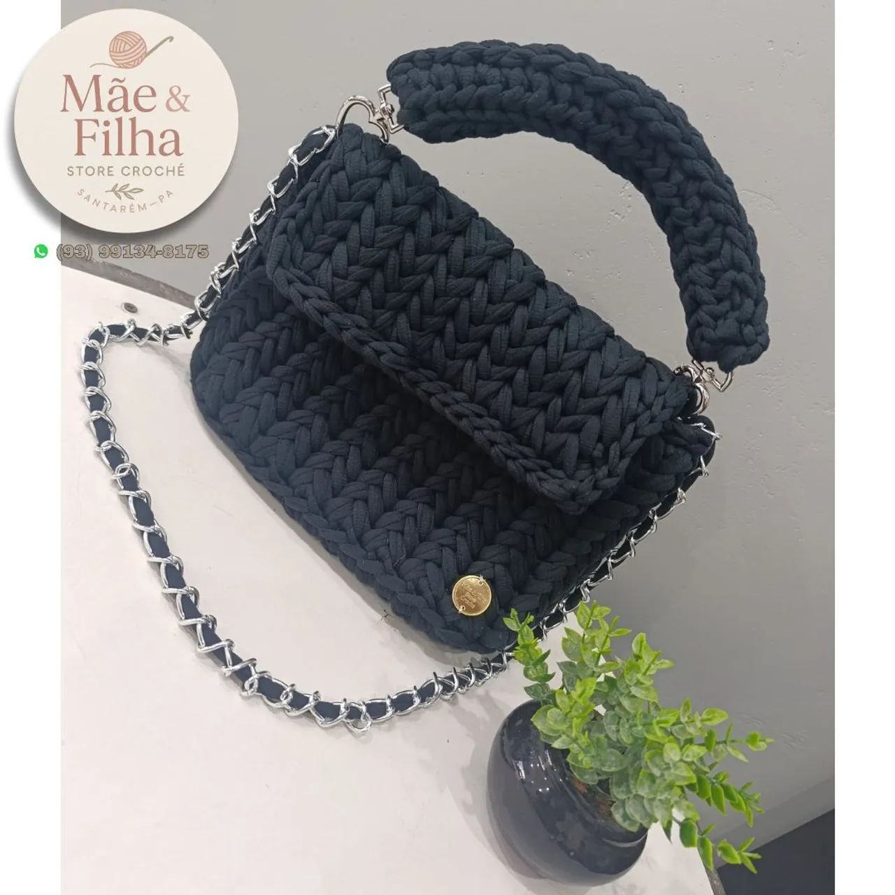 Bolsa em Crochê Preta