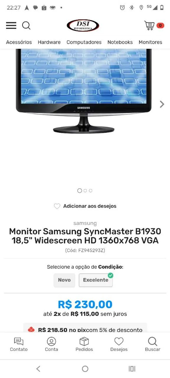 Monitor Samsung 18'5