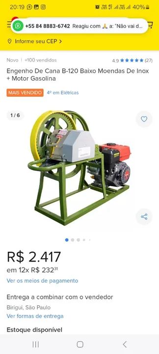 Engenho de Cana B-120  pra vender logo 