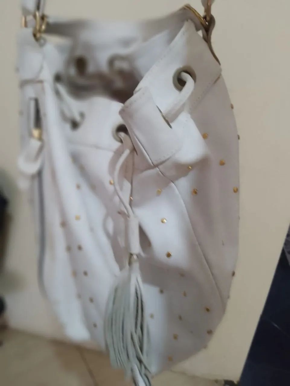 Bolsa de couro na cor branca  - Foto 4