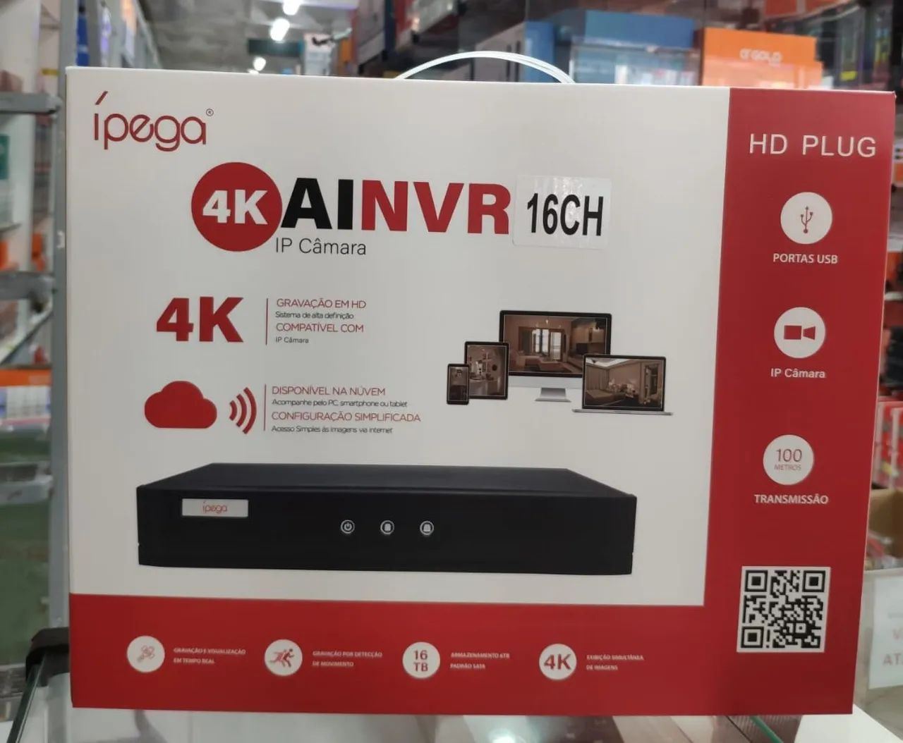 Kit CFTV 4K 16 Canais IP AINV 100 Metros HD Plug - Novo - Foto 2
