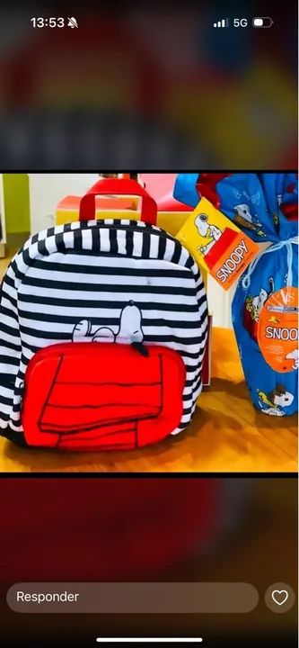Mochila Snoopy Infantil - Nova e ovo da Páscoa Cacau show 