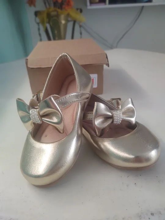 Sapatilhas Douradas Bebê Mini Baby Nº 21 - Foto 2