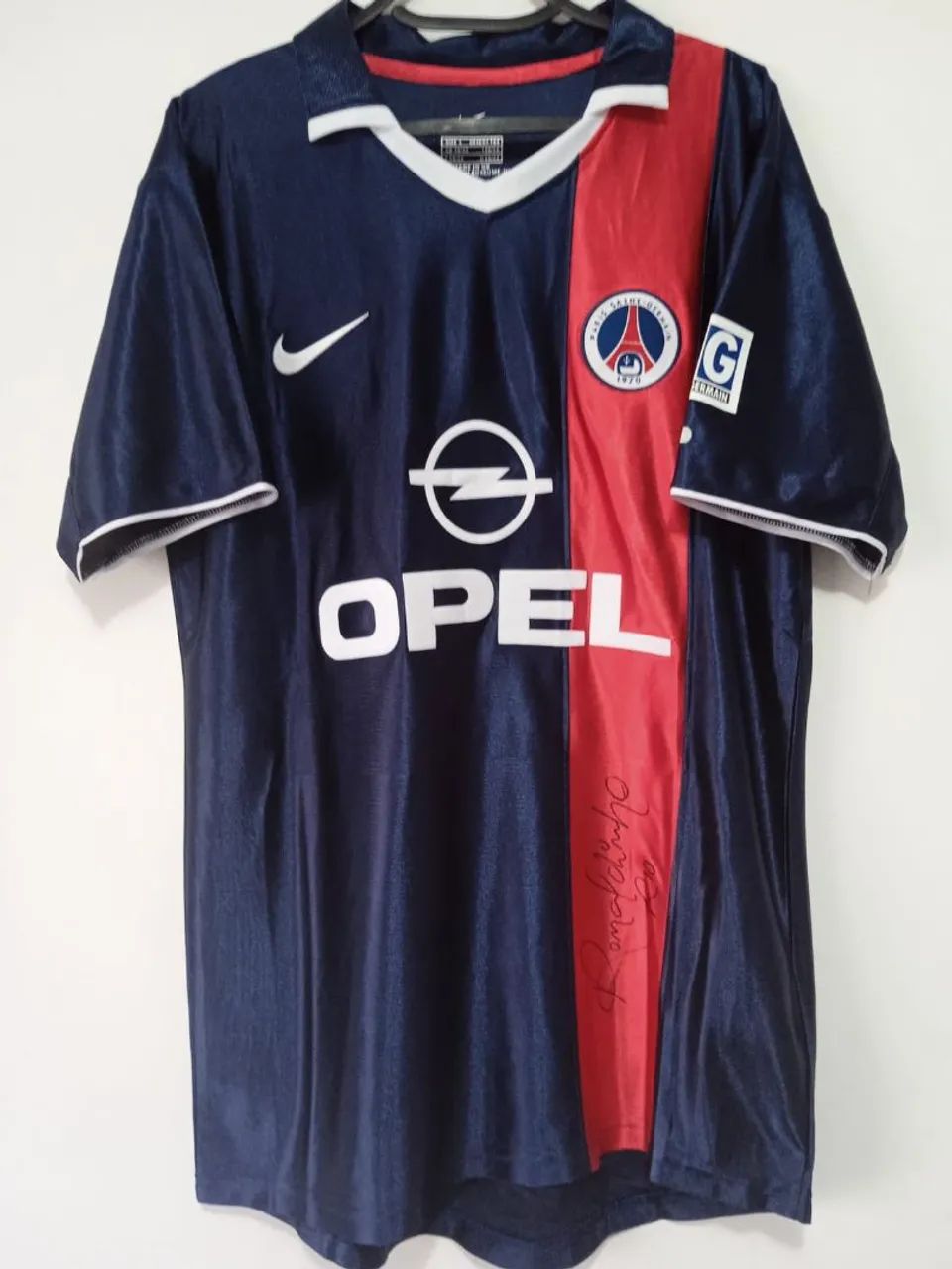 Camisa PSG 2001 / 2002 #21 Ronaldinho Autografada Certificada