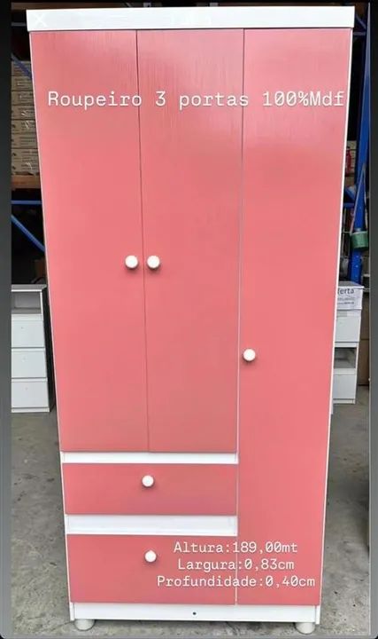 ROUPEIRO 3 PORTAS 100% MDF