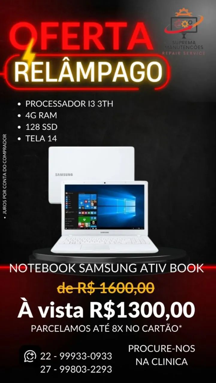 Notebook Samsung Ativ Book - Oferta Relâmpago!