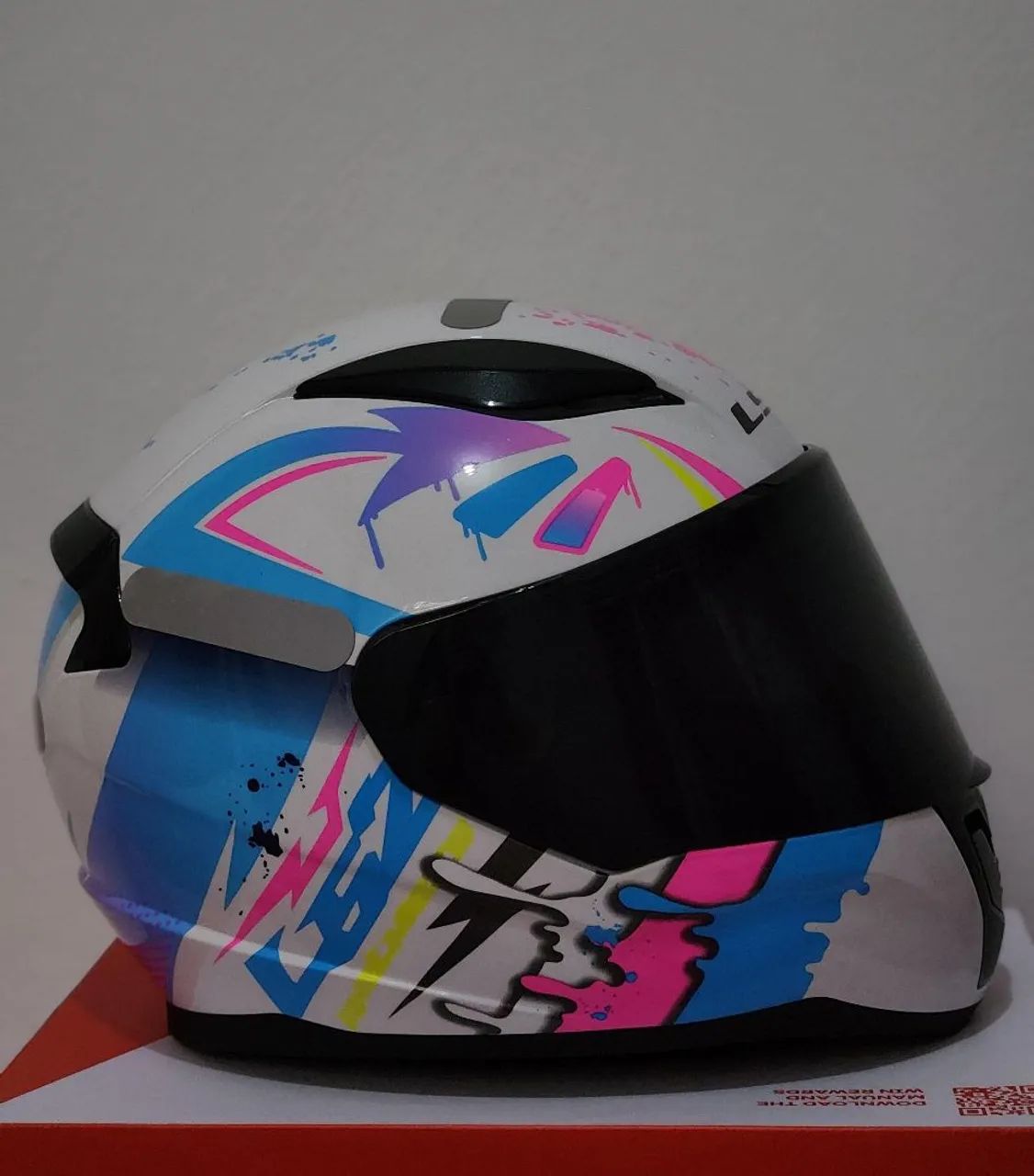 Capacete Ls2 Ff353 Rapid Tagline Rosa Branco - Foto 3