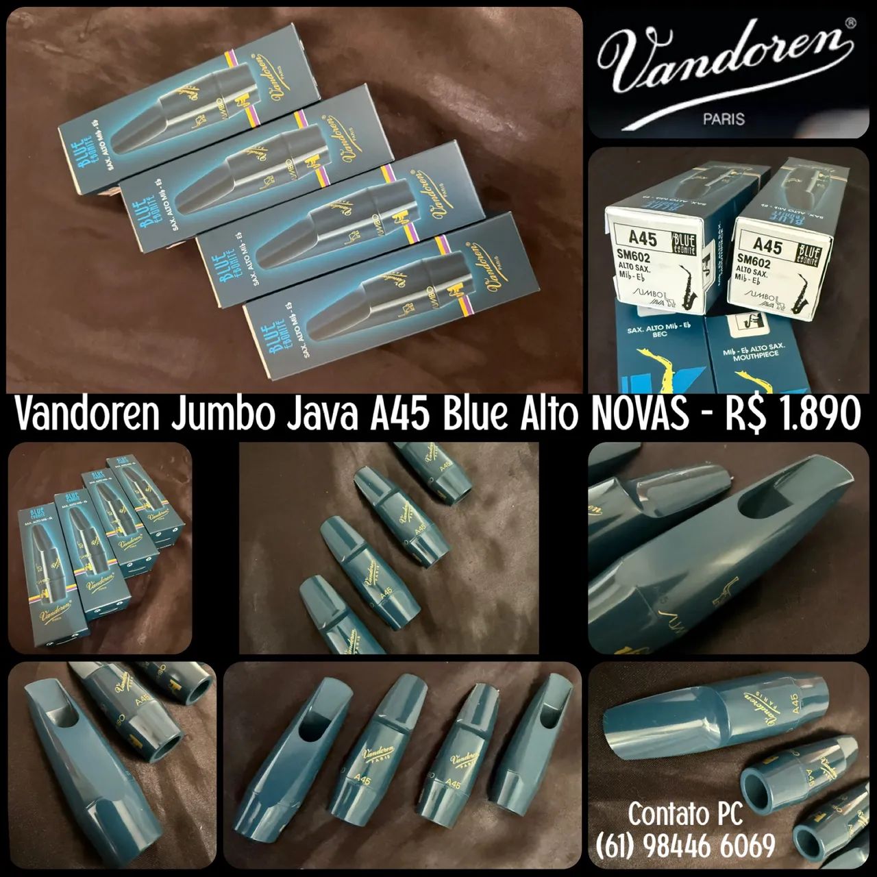 ? Boquilha para Sax Alto Vandoren Jumbo Java Blue A45 - ORIGINAL/NOVA
