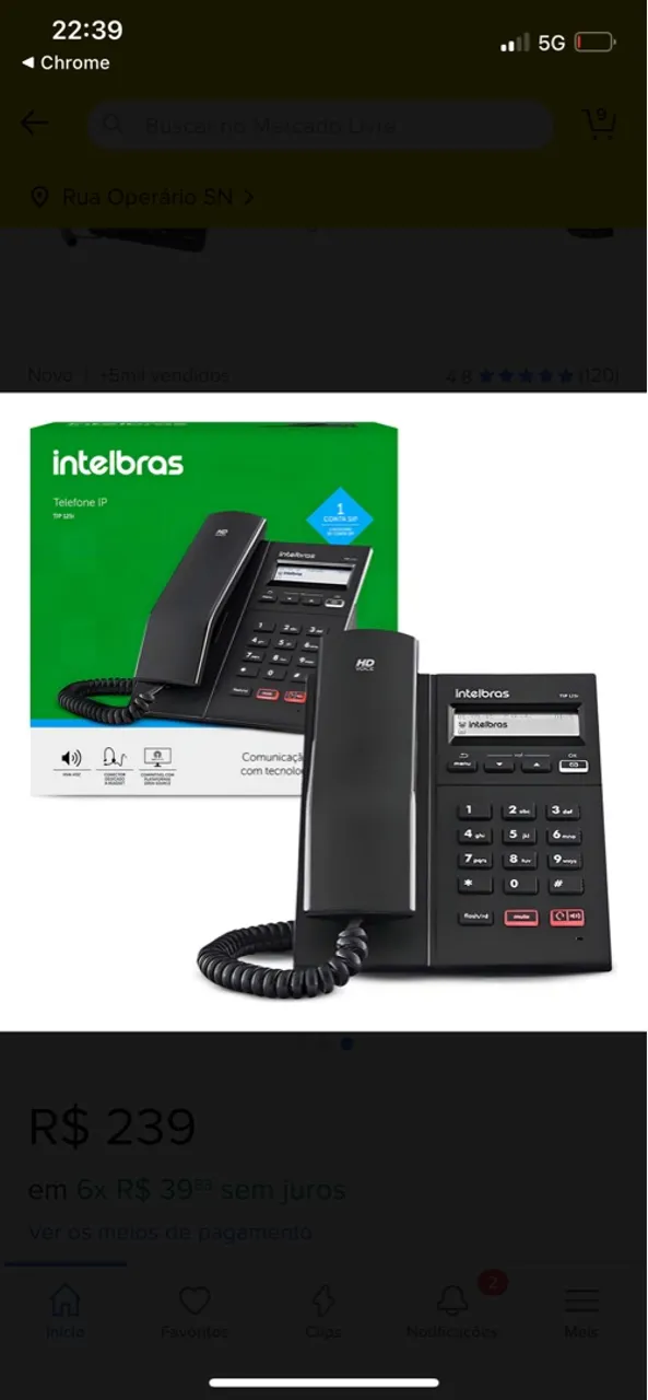 Telefone IP Intelbras TIP 120 - Novo