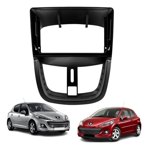 Moldura 9 Polegadas Peugeot 207 2006 À 2012 Preto Fosco