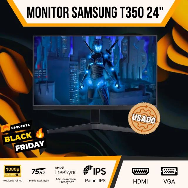 Monitor Samsung 24? T350 IPS Full HD 75 Hz HDMI + VGA | Usado