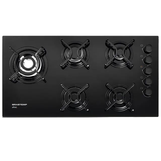 Cooktop Brastemp Gás Mesa Vidro Preto 5 Bocas Tripla Chama - Foto 2