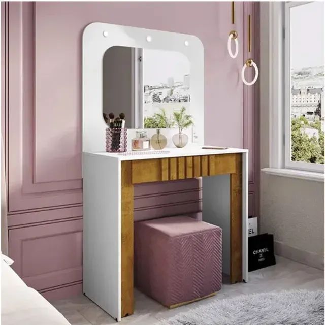 Penteadeira Camarim Rouge Branco/Nature Bechara - Entrega Rápida! 