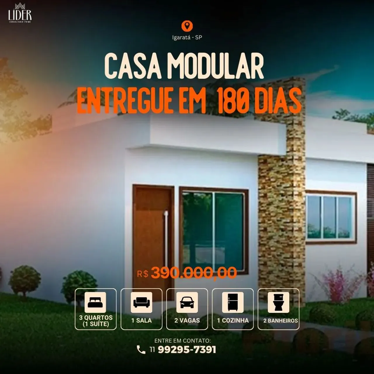 CASA MODULAR A VENDA - ENTREGA EM 180 DIAS!