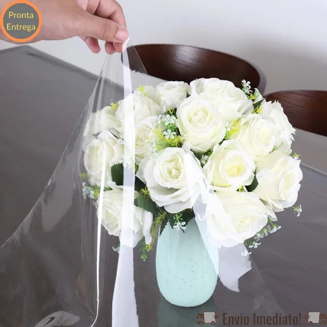 Toalha Impermeável Protetora Forro Para Mesa 140x140 - Foto 3