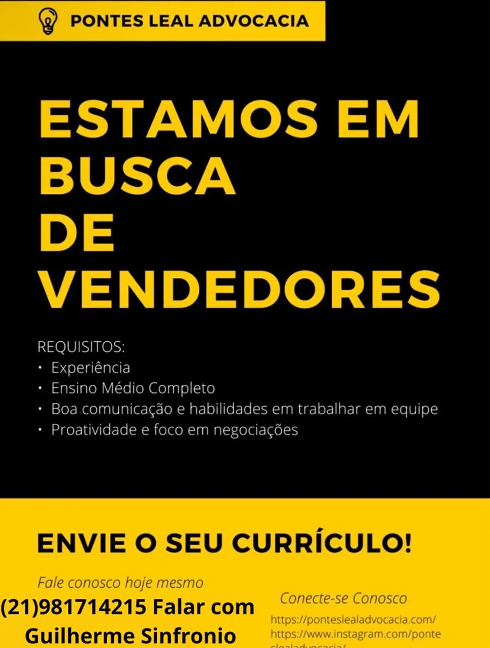 Vagas de Vendedor - Pontes Leal Advocacia
