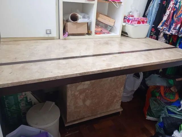Mesa de jantar em Mármore / Madeira Bege 78 cm x 160 cm x 100 cm - Foto 4