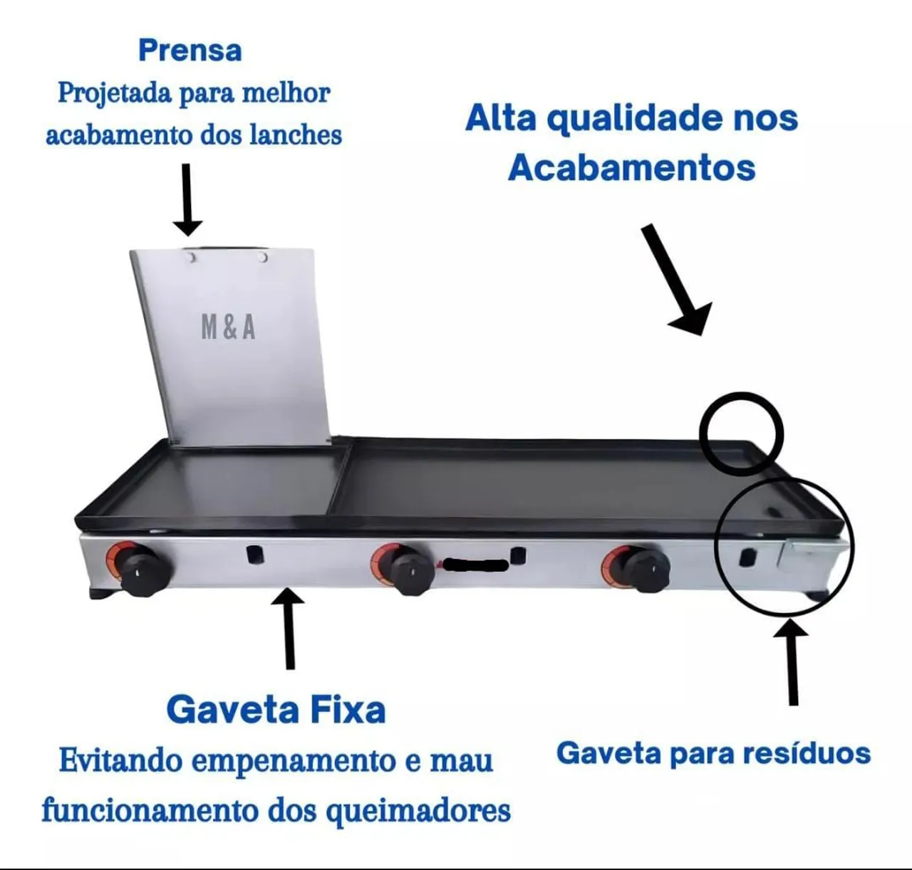 Chapa a Gás com Prensa - Acabamento Perfeito NOVA