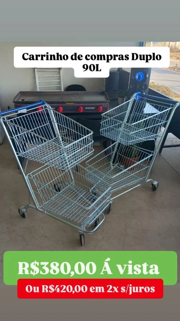 Carrinho de compras Duplo 90L Semi Novo 