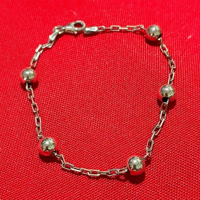 Pulseira de Prata Polida Com Elo Cartier e Bolinhas - Foto 4