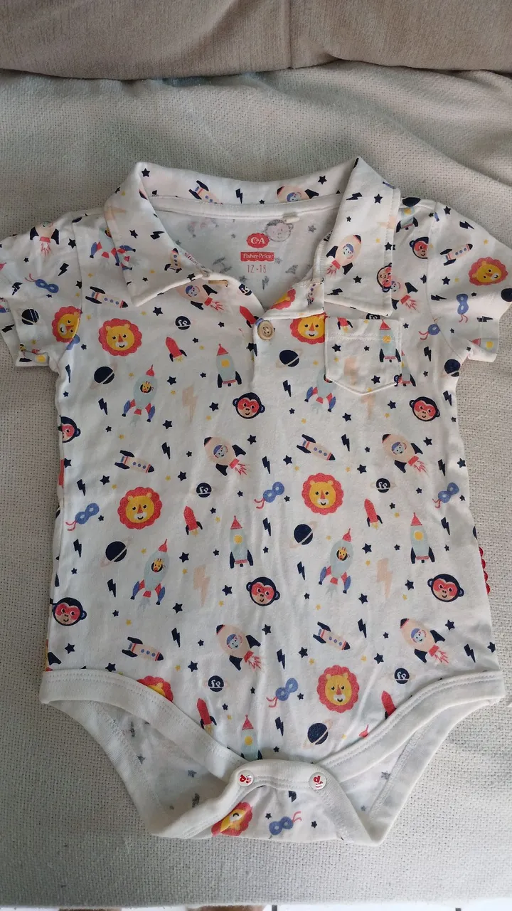 Body Infantil Estampado C&A Fisher Price 12-18 meses