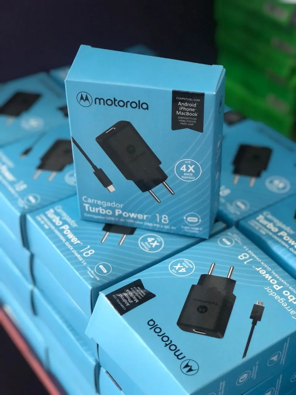Carregador Turbo Power 18 Motorola Typo C ou V8 (Frete grátis)