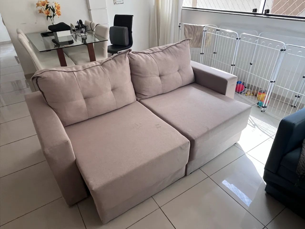 Sofa 2 lugares retrátil linho - Foto 2