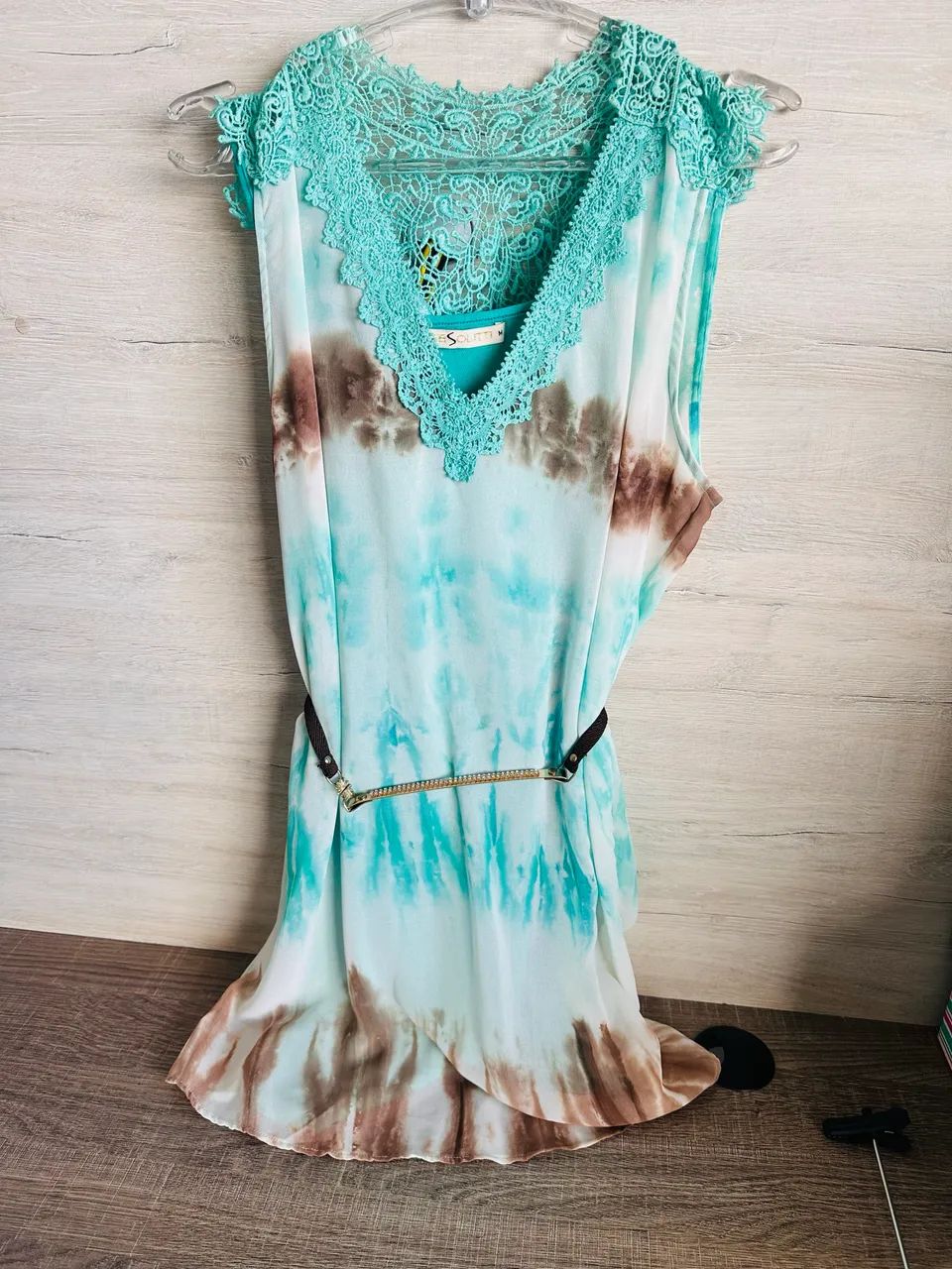 Vestido Estampado com Renda e Cinto  - Foto 3